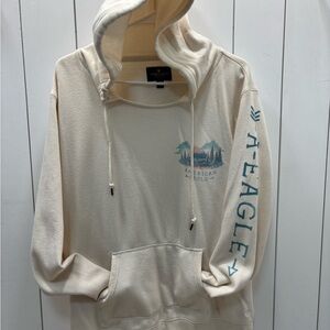 American Eagle Outfitters Cream Fleece Hoodie